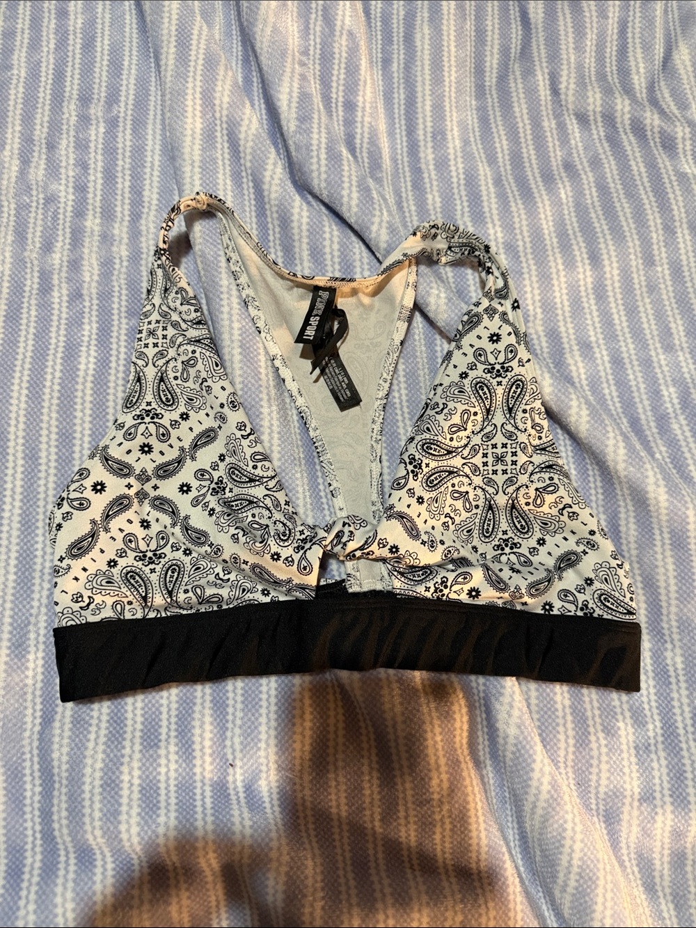 PINK Victoria's Secret Black & White Paisley Racerback Bralette